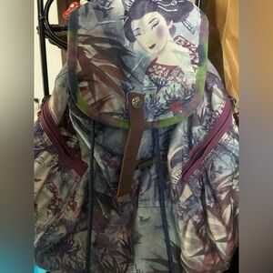 Rare vintage Lucky brand y2k style geisha drawstring backpack